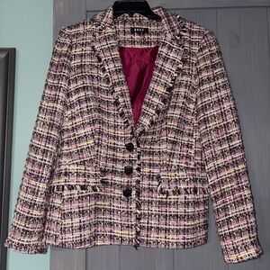 DKNY Women's Pink and Black Tweed Blazer size 12